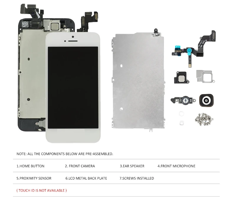 LCD Display For iPhone 5 5S 5C SE 2016 Screen Touch Digitizer Full Set Assembly Replacement Complete+Home Button+Front Camera