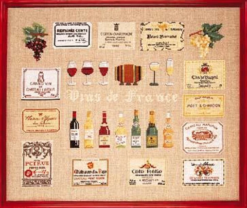 Wines cross stitch kit cup bottle label 14ct count cloth linen canvas stitching embroidery DIY handmade needlework cross-stitch