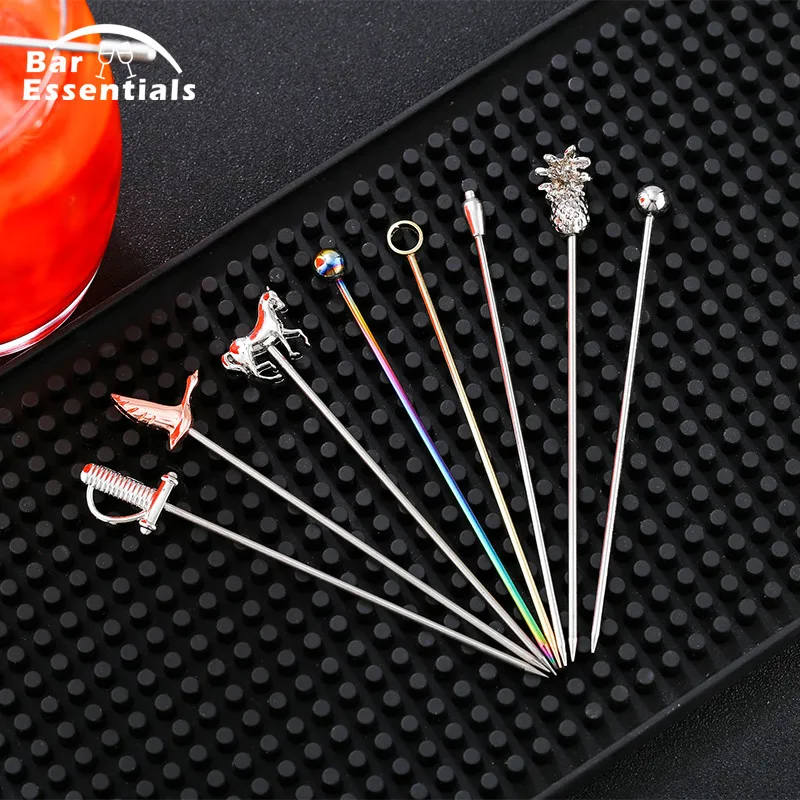 3ps Cocktail Pick Stainless Steel Fruit Sticks Bar Tools Drink Stirring Sticks Martini Picks Party Wedding Accessory