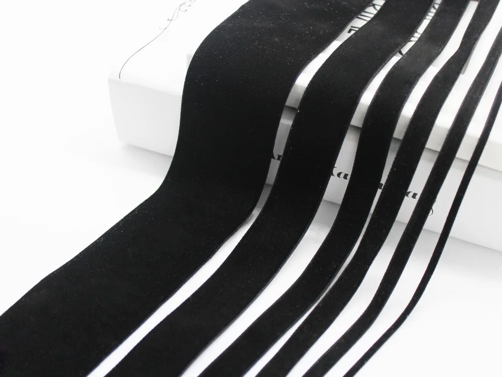 Black Color Velvet Ribbon ECO-Friendly Single Face Fabric Tapes for Handmade Arts 3MM 6MM 9MM 13MM 16MM 19MM 22MM 25MM 38MM 50MM