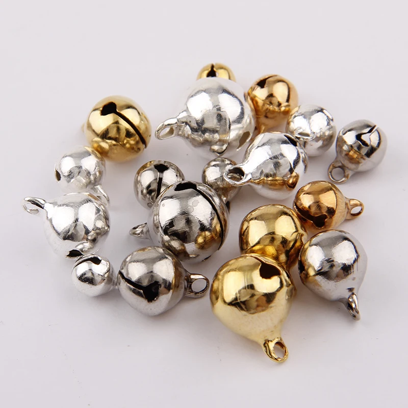 Silver Gold Nickel Copper Jingle Bells Pendants Hanging Christmas Ornaments Christmas Decorations Party DIY Crafts Accessories