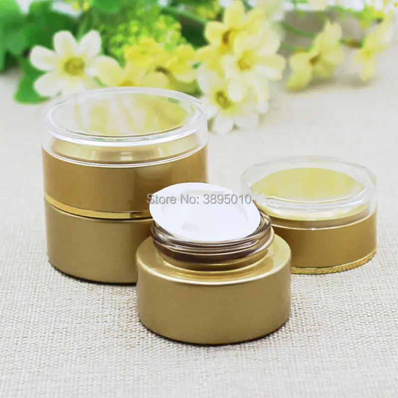 20g 30g Acrylic cap Cream Jar 30ml 50ml 80ml Empty gold Cosmetic Bottle Container Jar Lotion Pump Bottle F798