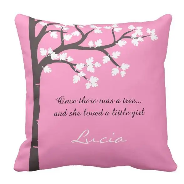 Girl Pink The Giving Tree Throw Pillow Case Cushion Cover Personalized Daughter Baby Kid Gifts for Birthday Gifts Baby Shower