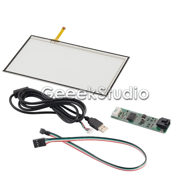 

7 inch 4-Wire Resistive LCD Touch Screen Panel Glass Sensor Kit for AT070TN92 with USB Port Controller Driver Board and Cable