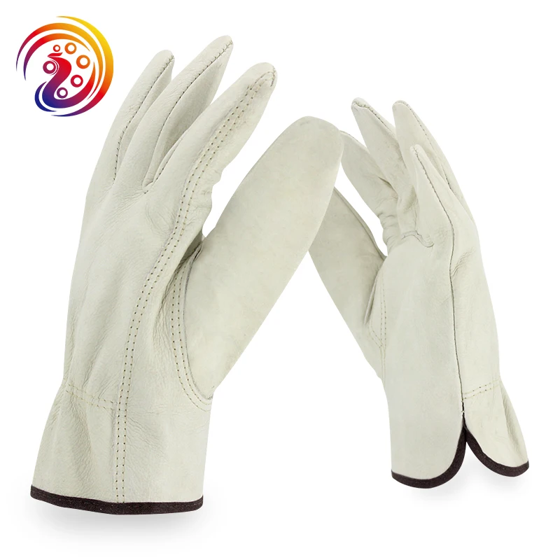 OLSON DEEPAK White Work Gloves Men\'s Leather Work Gloves Garden Work Gloves Cowhide Driver Gloves For Men