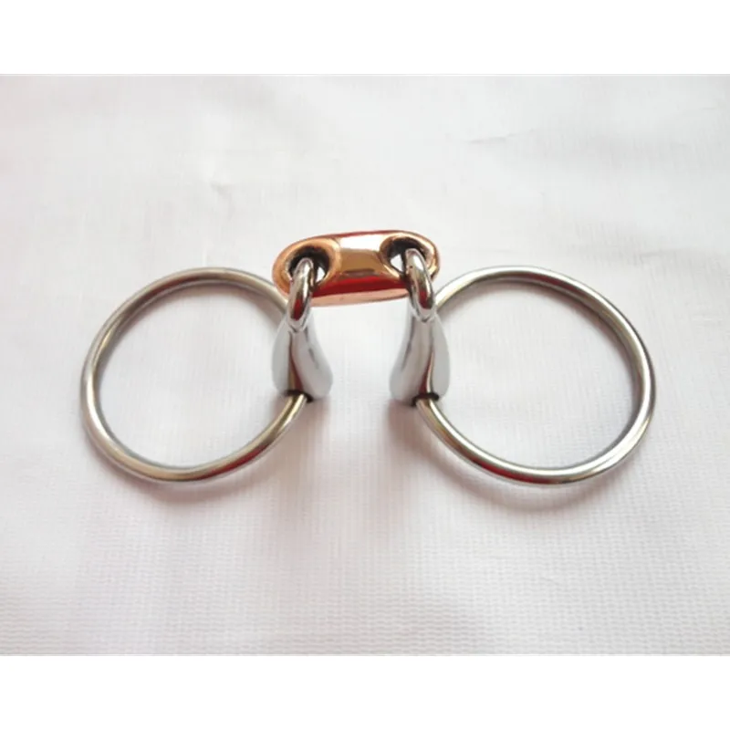 Cavalo Ring Snaffle Bits com Elíptico Copper Link, Cavalo Bit Equipamento, Produto de aço inoxidável