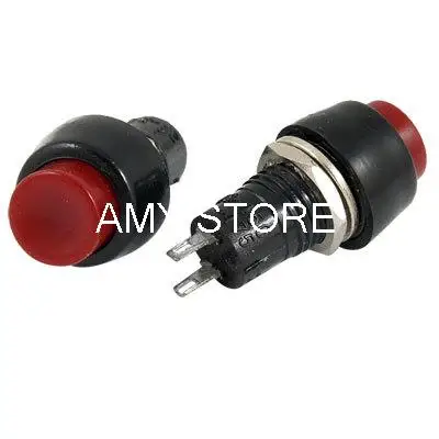 2pcs 2 Pin SPST OFF-(ON) NO N/O Round Push Button Switch Self locking Red 10mm Mounting Hole DS-450