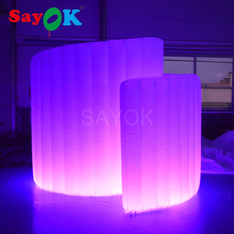 

SAYOK 3m Inflatable Photo Booth Spiral Wall Decoration Inflatable Photo Booth Backdrop with Air Blower Colored Light for Party