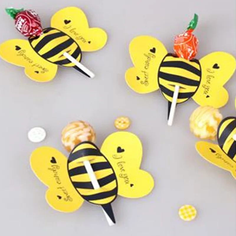 Bee Butterfly Beetle Cute Small Animal Lollipop Decoration Paper Card Manual DIY Lollipop Children Birthday Party Decoration Car