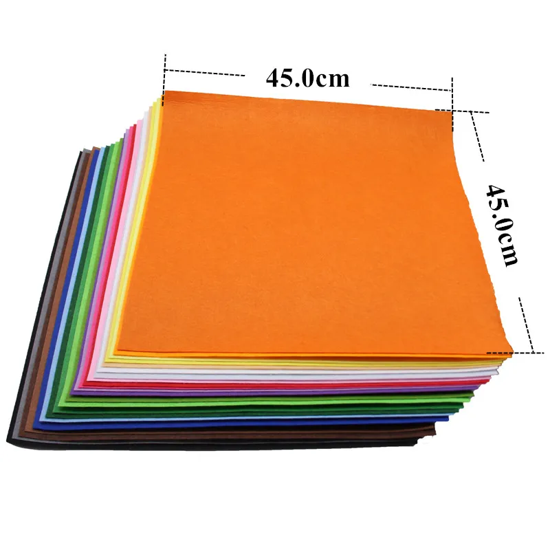 45*45cm 22 Colors/Lot 1mm Nonwoven Felt Fabric Sheet Diy Handmade Polyester Cloth Crafts For Sewing Toys Dolls Home Decoration