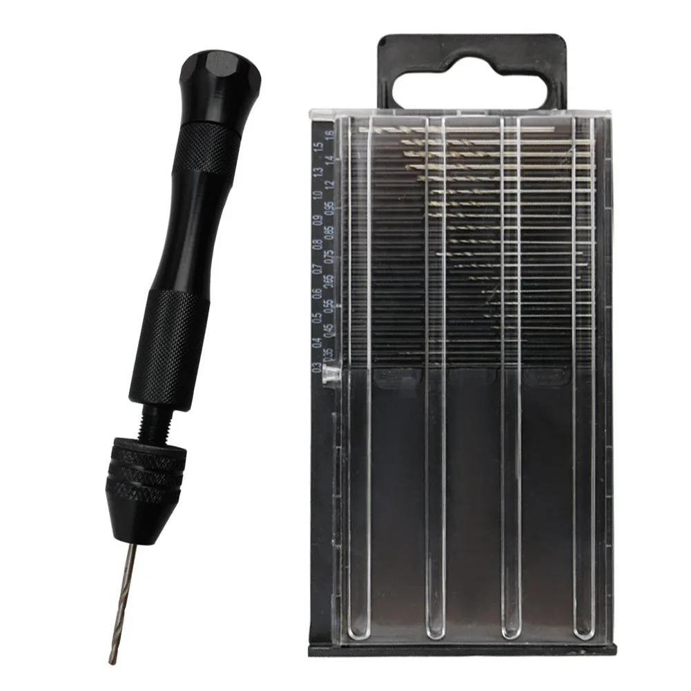 20 шт. мини микро ручное алюминиевое ручное сверло из быстрорежущей стали спиральное сверло + 1 шт. 0,3-3,2 мм БЕСКЛЮЧЕВОЙ патрон DIY фотоинструменты набор сверл