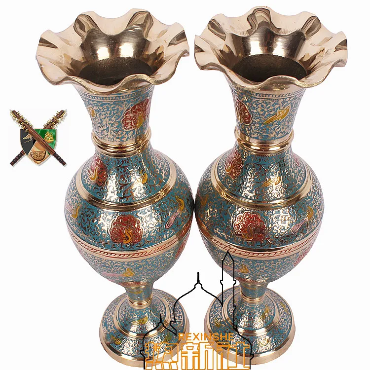 

India imported handmade painted peacock vase features fashion gifts Home Furnishing bronze vase home furnishings