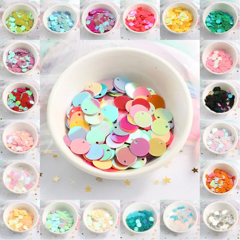 200Pcs/Lot 10mm Sequin Flat Round Edge Hole Loose Sequins for Carfs Kids Dance Dress DIY Decoration  planas