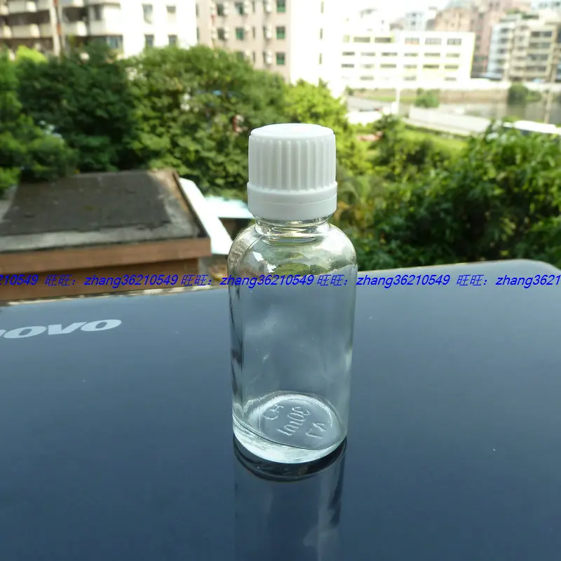 30ml clear/transparent Glass Essential Oil Bottle With white plastic burglarproof cap, glass 30ml Oil vial for Essential Oil