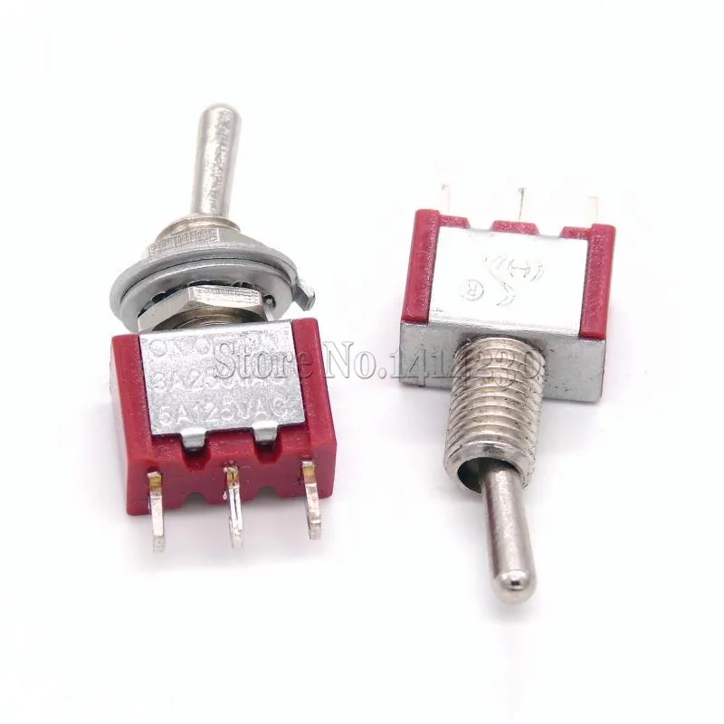 10Pcs MTS-103 3 Pins SPDT ON-OFF-ON Toggle Switches AC 250V/2A 120V/5A Red