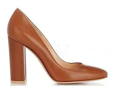 New Hot 2017 Round Toe Slip-on Shoes Thick High Heels Dress Shoes Woman Suede Leather Chunky Heels Women Pumps Drop Shipping