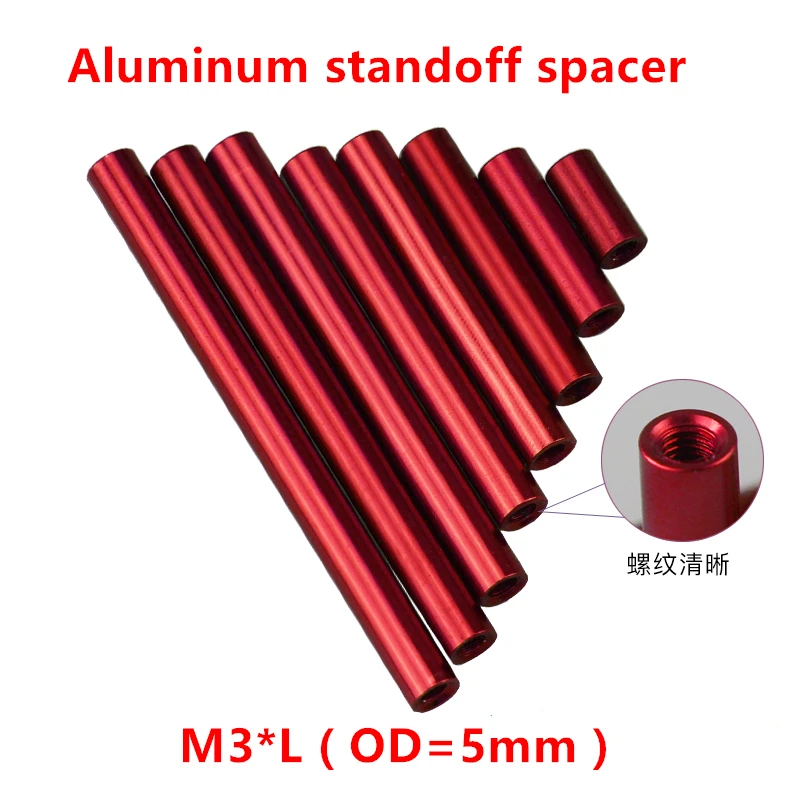 10pcs M3 Aluminum Column M3*4/5/6/8/10/12/15/20/25/30/35/37/40mm Round Standoff Spacer Studs anodized Red