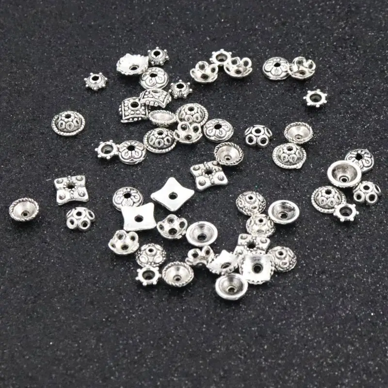 200 teile/paket Antike Silber Unebene Gemischte Größen Perlen Kappen Für Schmuck Machen Kleine Perle Ende DIY Handgemachten Schmuck Zubehör – Detail 5