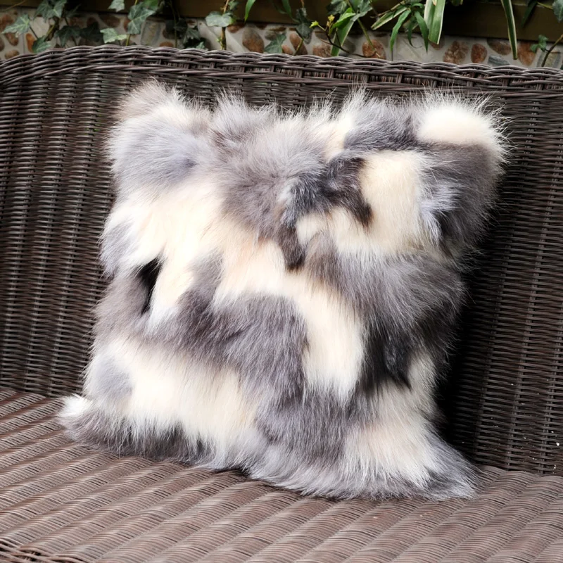 CX-D-33G Plush Fur Home China Factory Wholesale Patchwork Real Fox Fur Pillow Cover