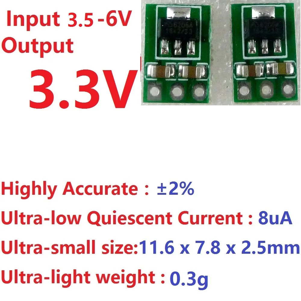 2x Ultra-light Ultra-thin DC 3.7V 4.2V 4.5V 5V to 3.3V Step Down Buck Regulator LDO Module repl AMS1117-3.3 Power Supply Board