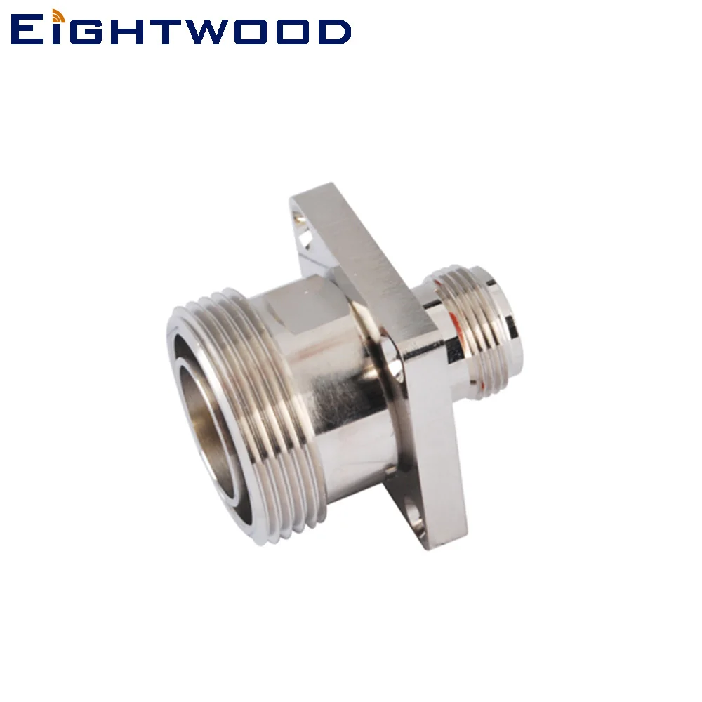 Eightwood 2PCS N to 7/16 DIN RF Coaxial Adapter N Jack Female to 7/16 DIN Jack Female with Flange Straight Connector