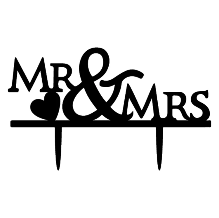 Acrylic Cake Flag Topper Mr & Mrs Cake Flags For Wedding Anniversary Party Cake Decor Hot Sale