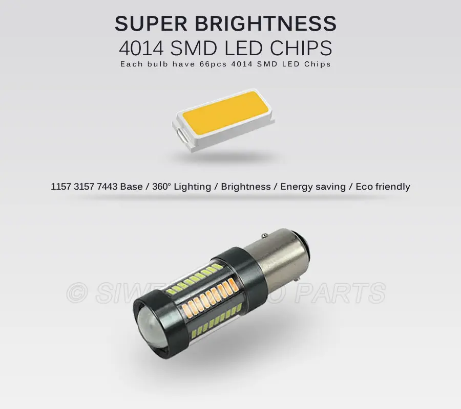 1 Pcs 1157 BAY15D T25 3157 T20 7443 Led 4014 66 SMD Auto Car Bulbs Turn Signal Lights Brake Lamp 12V Dual-Color White Amber