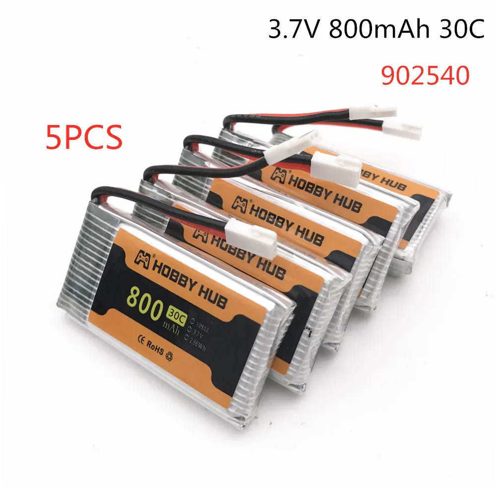 902540 3.7V 800mAh 30c lipo battery For Syma X5 X5C X5SC X5SW TK M68 CX-30 K60 905 V931 RC Quadcopter Drone Spare Part 5pcs