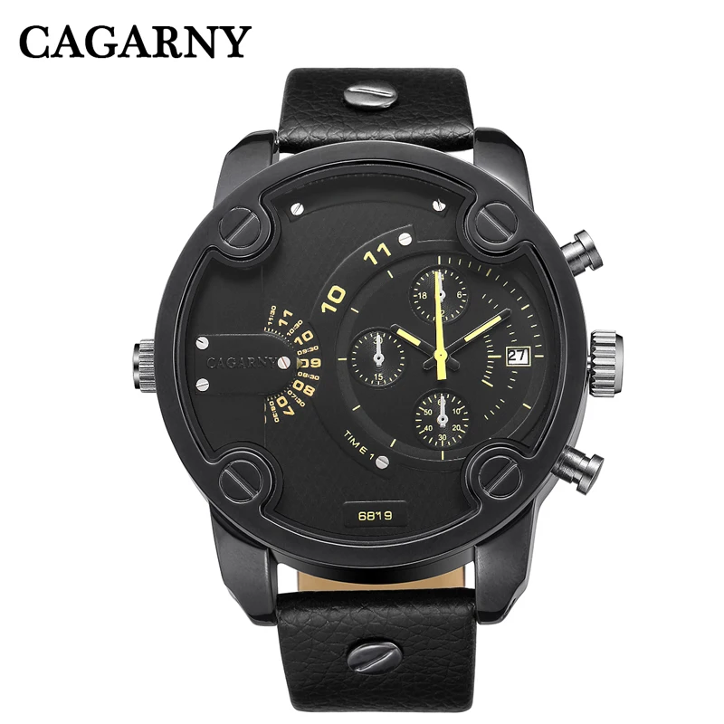 Watch Men Luxury Brand Famous Cagarny Mens Quartz Watches Casual Sports Wristwatches Leather Strap Military Relogio Masculino