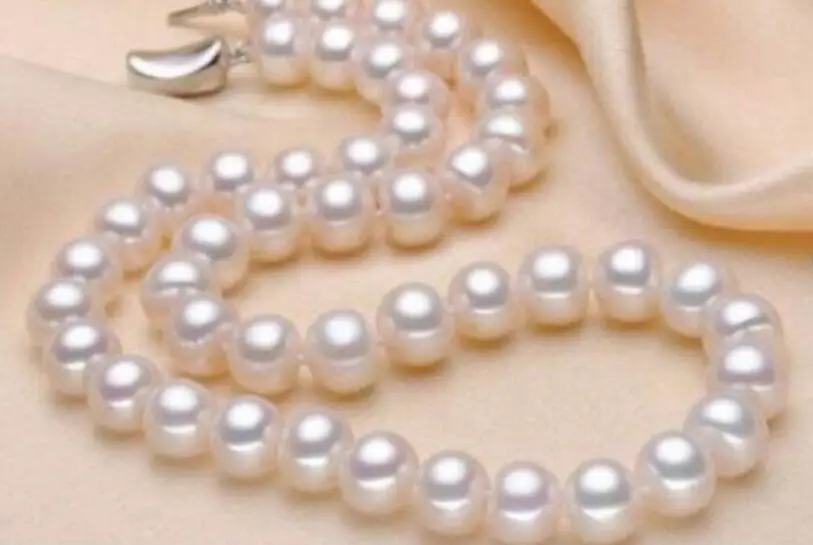 

Charming Natural 9-10mm White Pearl Necklace 18" 36"