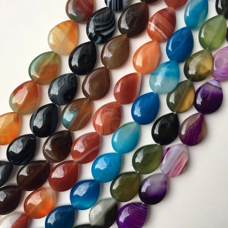 Multi-Color Striped Loose Bead, 15x20mm, Drop Shape, Natural Stone , Earring , Making Accessories, DIY Creative Jewelry, 15