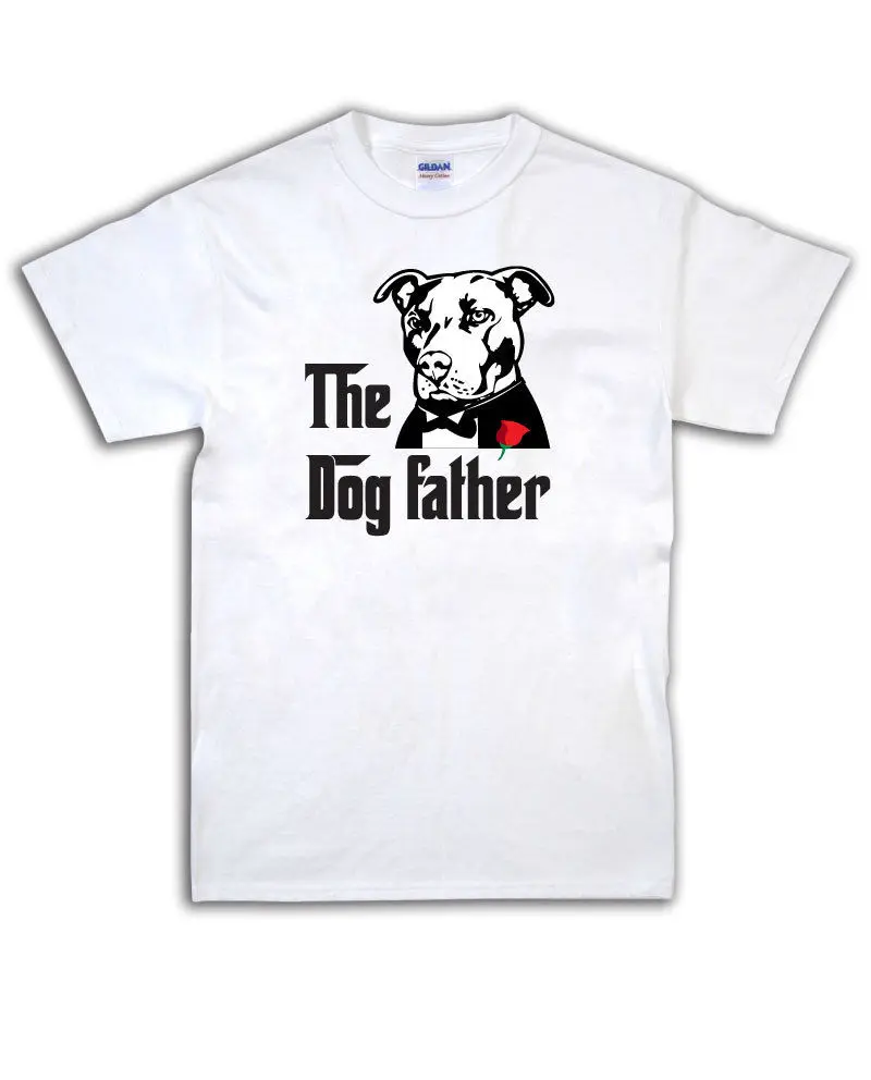 New Famous Bran Top Brand Slim Clothing Staffie Bull Terrier T-Shirt God Father Dog Father Funny Dog Retro T Shirts