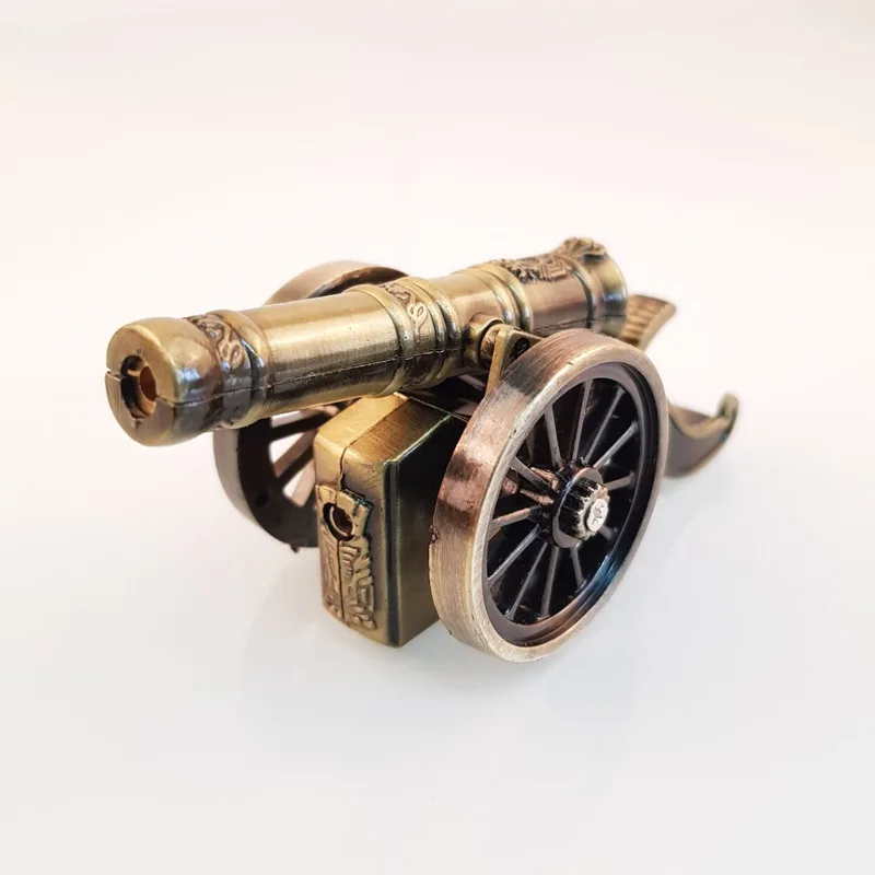 Toy Model Antique Bronze Cannon Inflatable Lighter Windproof Open Flame Turbine Gas Lighters No Gas