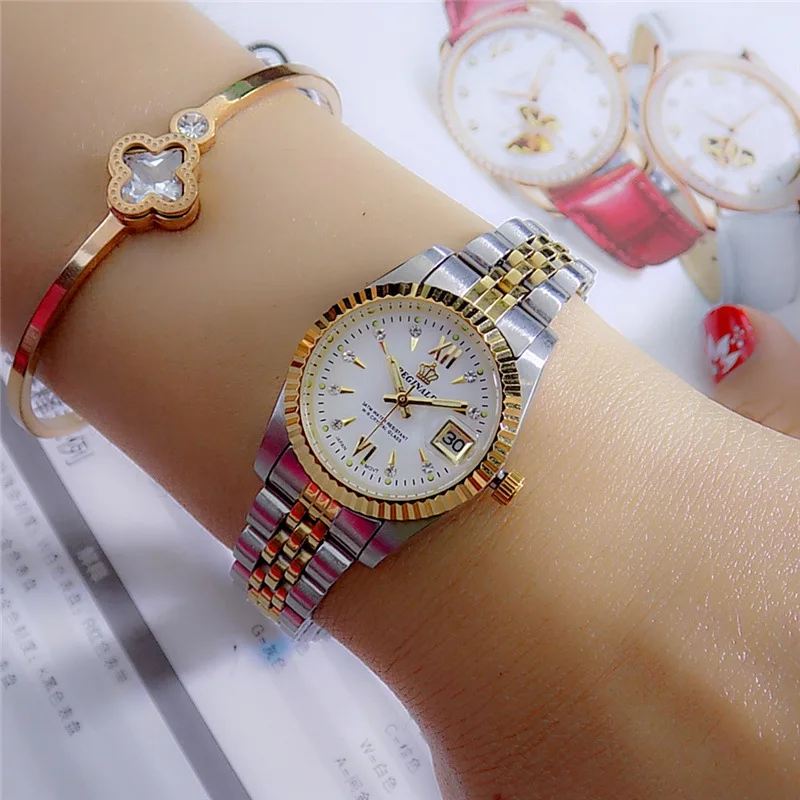 Reginald Brand Men Dress Style Business Watch Steel Wristband Golden Men Quartz Watch Valentine's Day Present For Man Woman Love