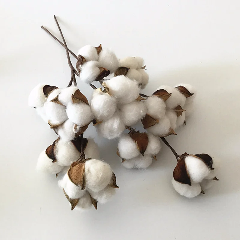 6 Head Dried Flower artificial cotton flower Branch single branch simulation flower wedding decoration for home party office image 5