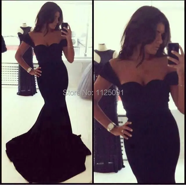 Vestido de noite longo nova chegada vestidos formais querida sem mangas preto sereia vestido de noite robe de soiree