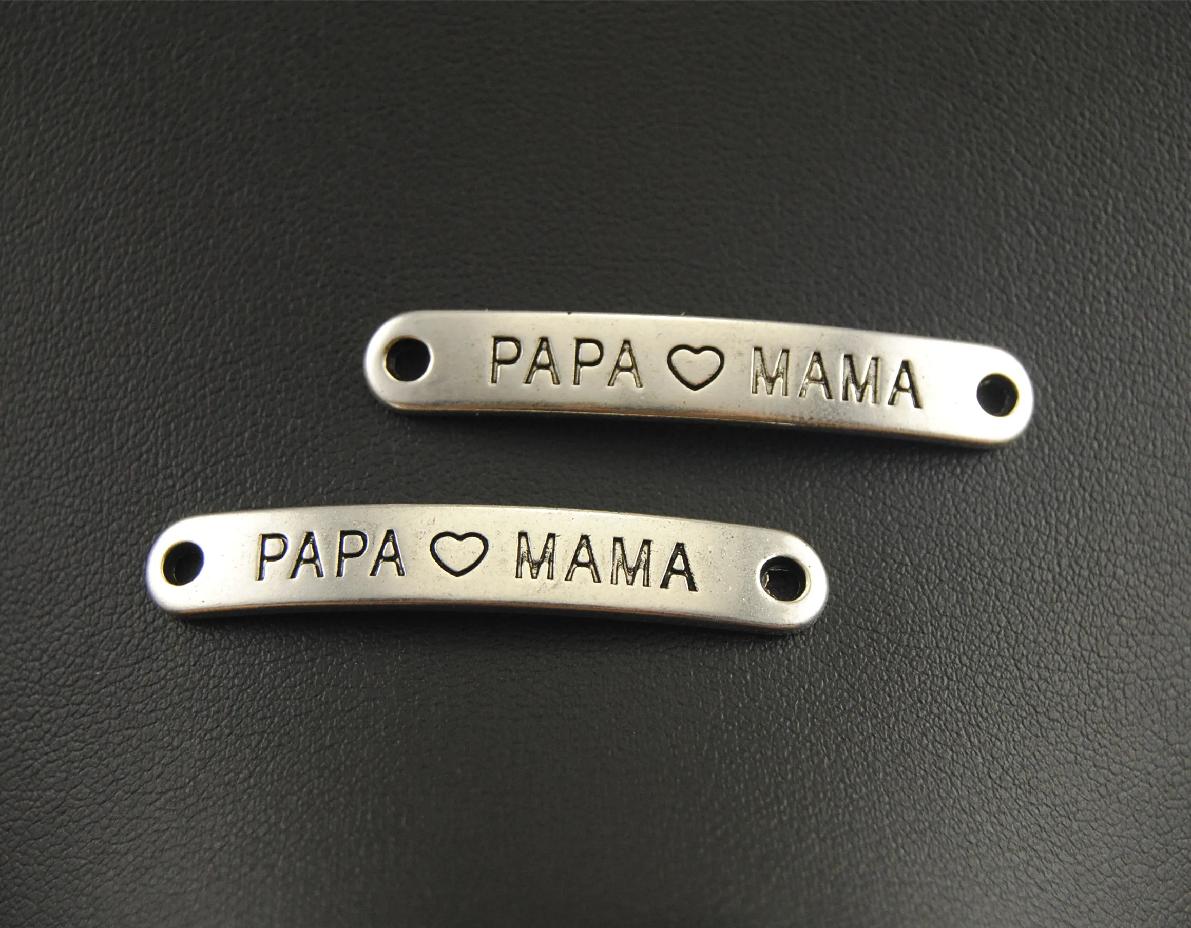 

5 Pcs Silver Color PAPA Love MAMA Connector Charms Jewelry Making DIY Handmade Craft 45x7mm A1001