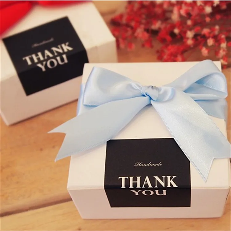 90Pcs 10Sheets Rectangle Black Handmade/ Thank You Cake Packaging Sealing Label Kraft Sticker Baking DIY Gift Stickers