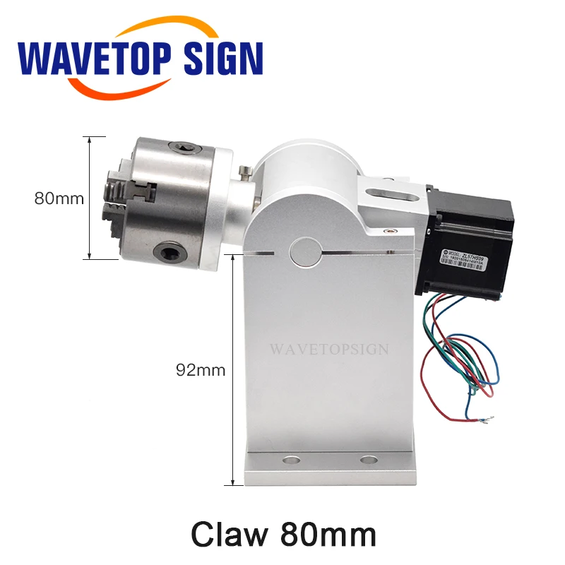 WaveTopSign Rotary Worktable with Chuck Dia.80 100mm 2 Phase Stepper Motor+Driver+Power Supply DC24V for Laser Marking Machine