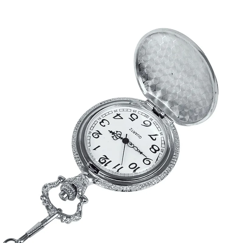 0  Quartz Pocket Watch Silver Islamic Pocket Watch Ancient Palace Castle Pocket Watch With Necklace For Men And Women Ornaments