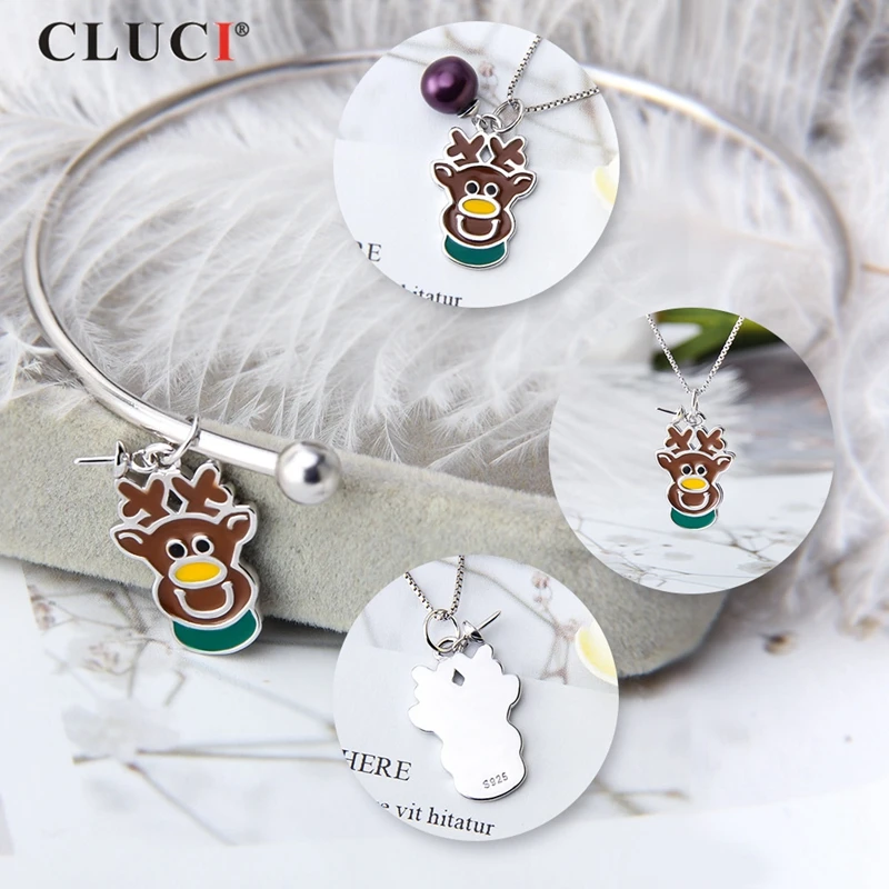 قلادة على شكل حيوان غزال لطيف 925 فضي من كلوسي لقلادة مجوهرات النساء الاسترليني 925 قلادة فضية عيد الميلاد SP348SB