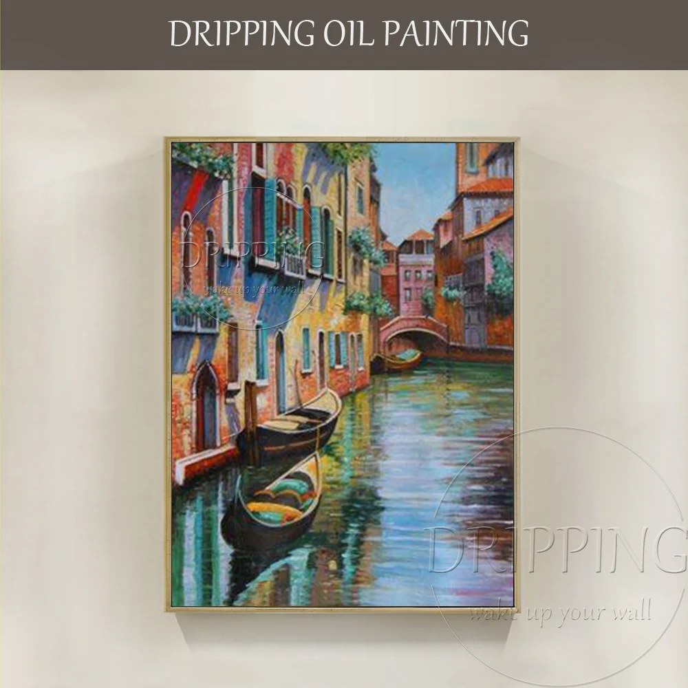 

Artist Hand-painted High Quality Colorful Impressionist Venice Landscape Oil Painting Beautiful Water City Venice Oil Painting