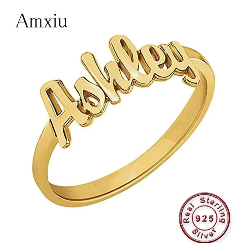 

Amxiu Custom Any Size 925 Sterling Silver Rings Engrave Name Ring For Women Men Gift Accessories Jewelry For Lovers Kids ID Tags