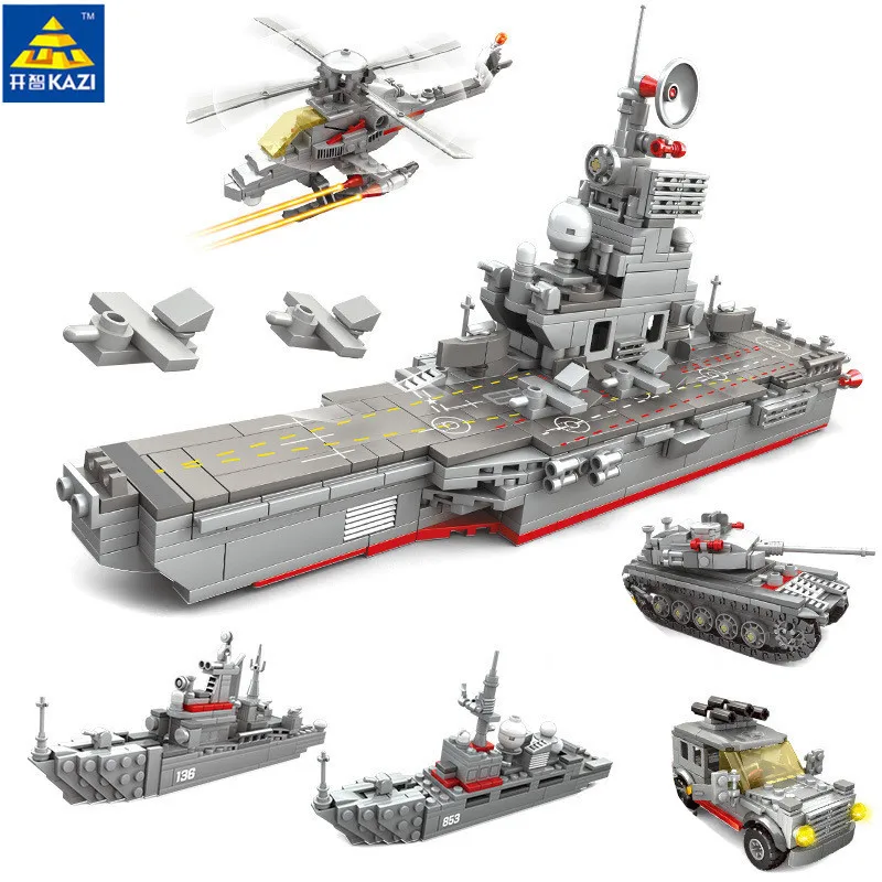 Kazi 5 In 1 Aircraft Frigate Military carrier Blocks 861pcs Bricks Building Blocks Sets Education Toys For Children