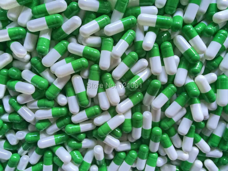 

00# 5,000pcs,joined or seperated capsules size 00, green-white empty capsules size 00,hard gelatin empty capsules