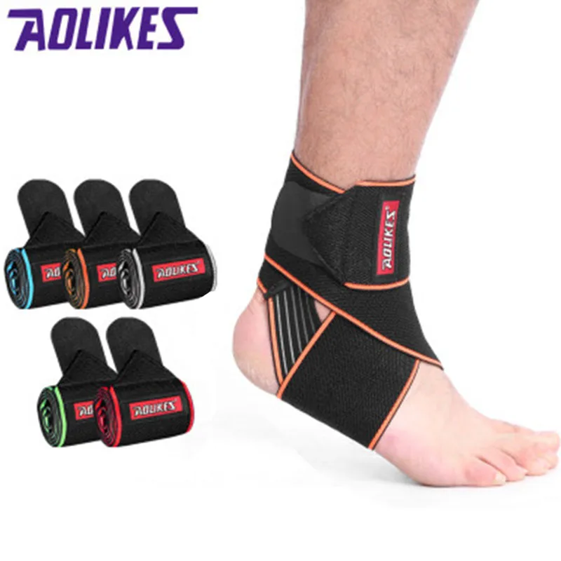 

AOLIKES 1PCS Silicone Ankle Support Strap Basketball Football Professional Adjustable Ankle Sleeve Protection Ankle Brace