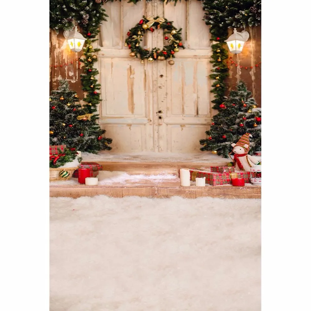 Christmas background vinyl photography backdrops Computer Printed christmas tree and Gift box for Photo studio