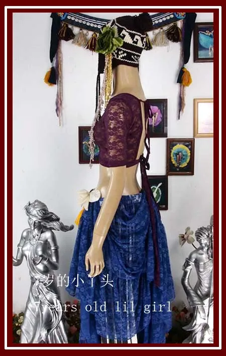 Top de encaje para danza del vientre Ats Tribal Choli, manga corta, DQ125-140