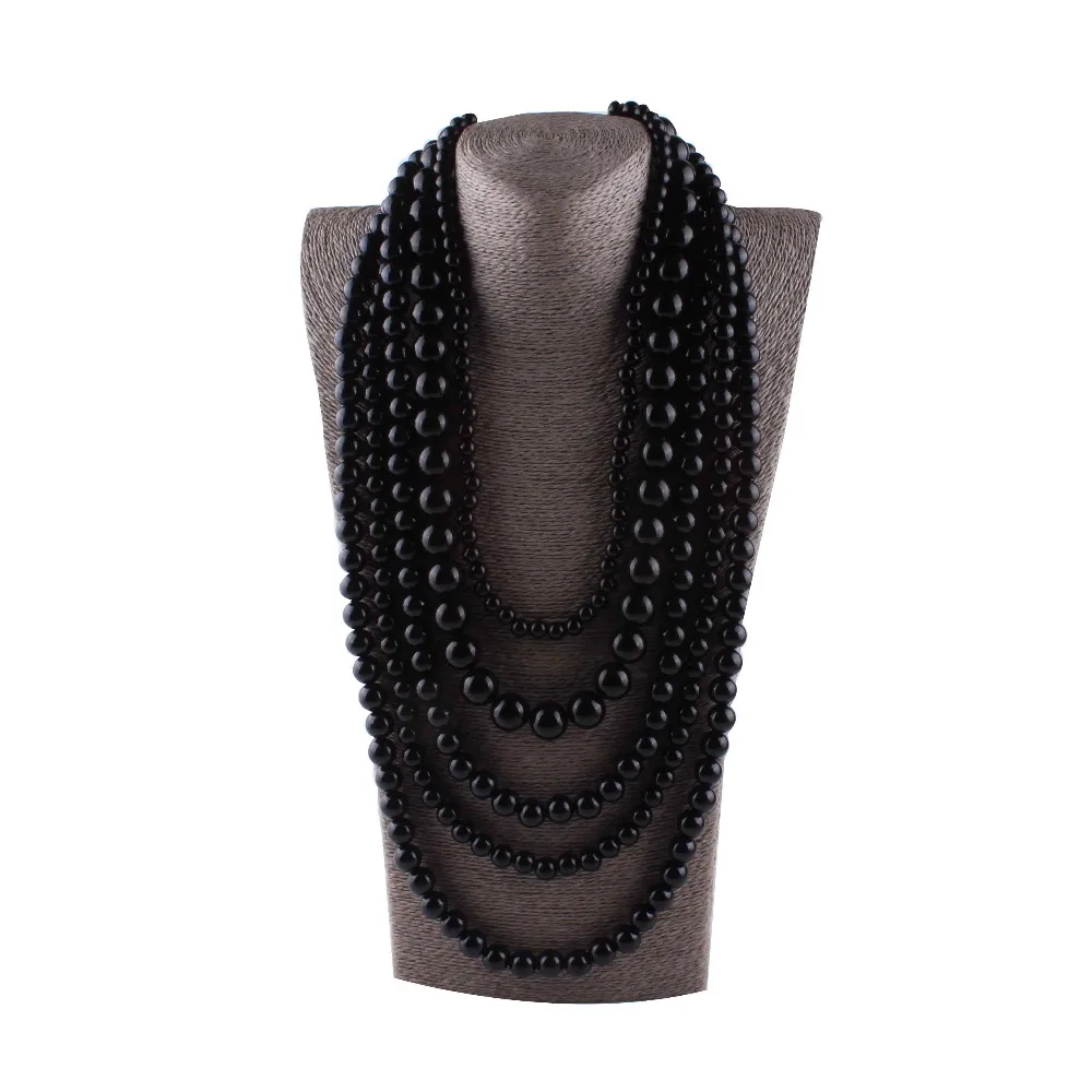 JIOFREE big beads Simulated Pearl Necklace multi layer necklace Statement Necklace popular women Bohemian party women  jewelry