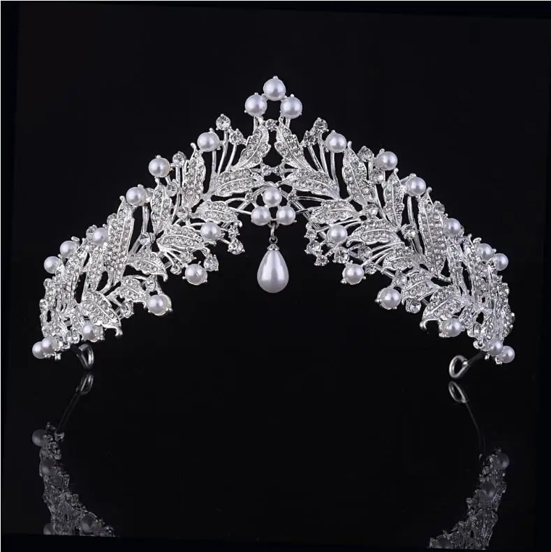 Wedding Bridal Bridesmaid Red Color Leaf type Forehead Water Drop Tiaras Crown / Headband For Prom Crystal Hairwear